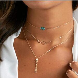 💫 BoHo Infinity Blue Beads 3 Layers Necklace🌻✨